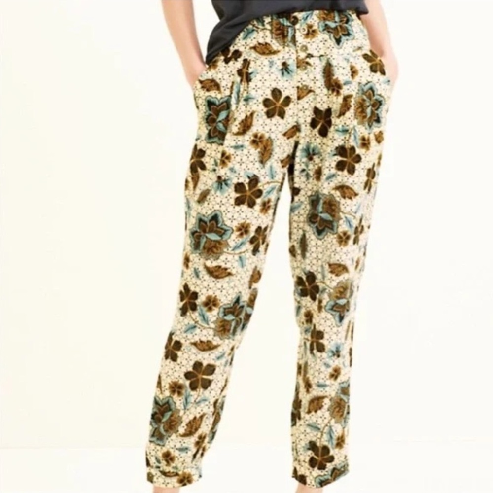 Garnett Hill Printed Gauze Gathered Pants Women’s‎ Medium Floral Organic Cotton